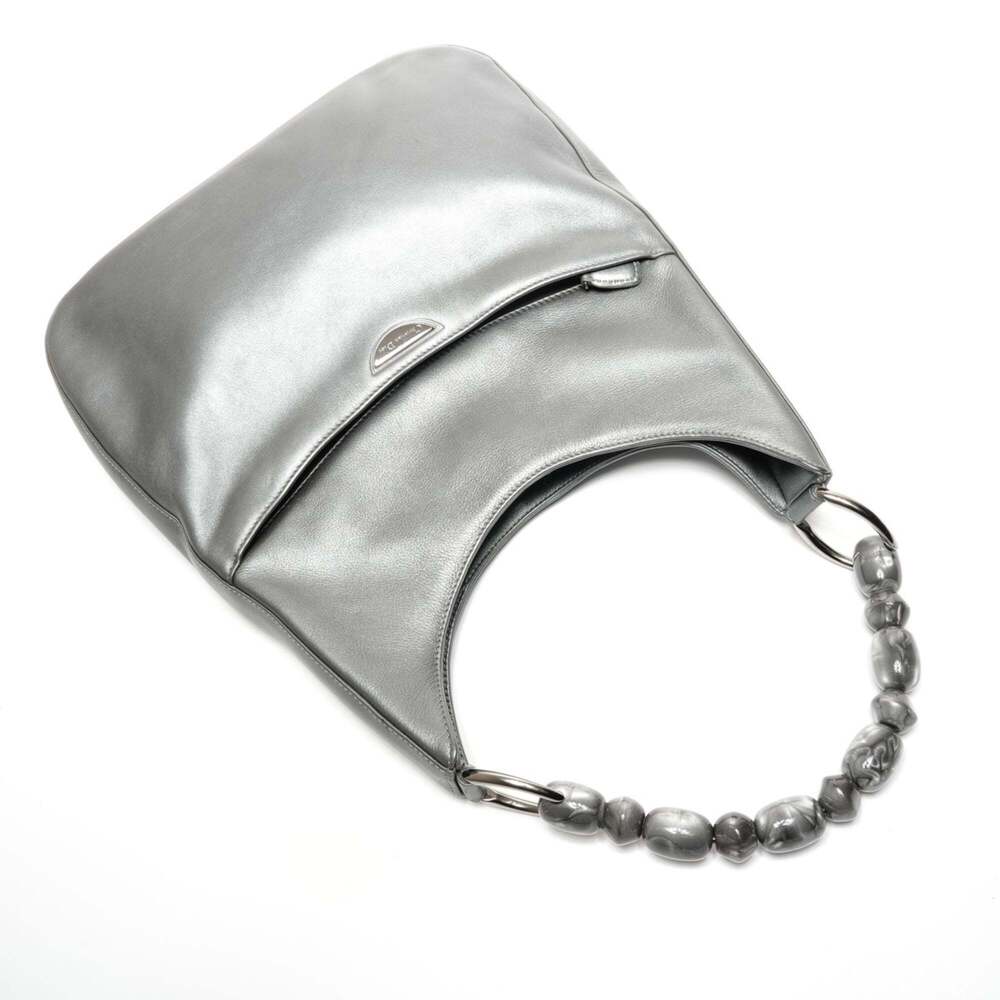 CHRISTIAN DIOR Gray Pearl Leather Shoulder Bag - Picture 8 of 12